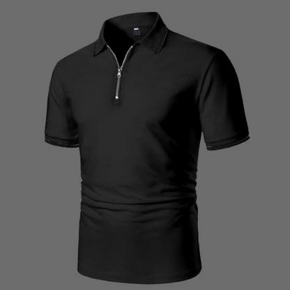 Men’s Short Sleeve Polo Shirt with Zip Casual Smart-Casual Breathable Cotton Top