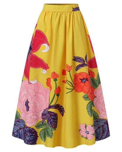Maxirock mit floralem Muster und Taschen – High-Waist Rock für Alltag