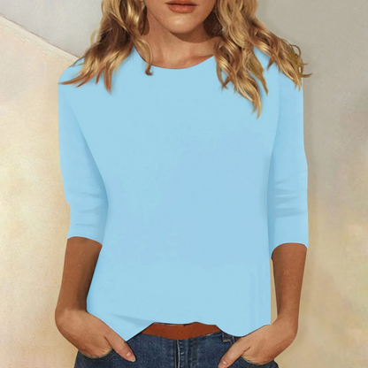 Maya | Einfarbiges Damenshirt mit Rundhalsausschnitt und langen Ärmeln