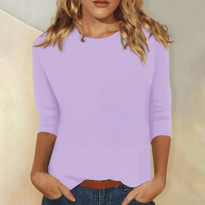 Maya | Einfarbiges Damenshirt mit Rundhalsausschnitt und langen Ärmeln