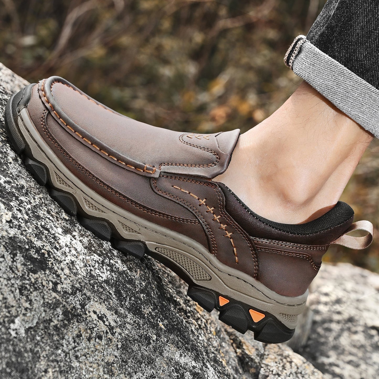 Men's Orthopedic Casual Slip-On Leather Walking Shoes