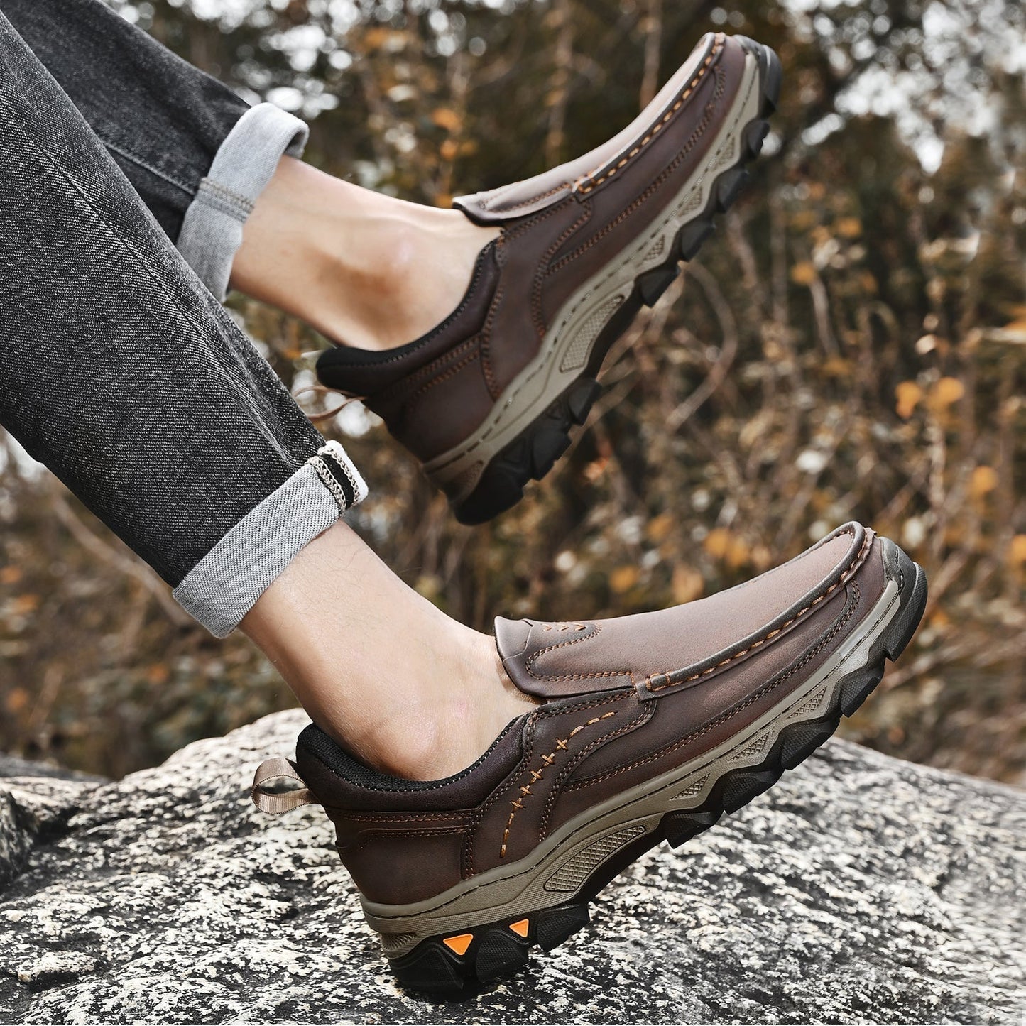 Men's Orthopedic Casual Slip-On Leather Walking Shoes