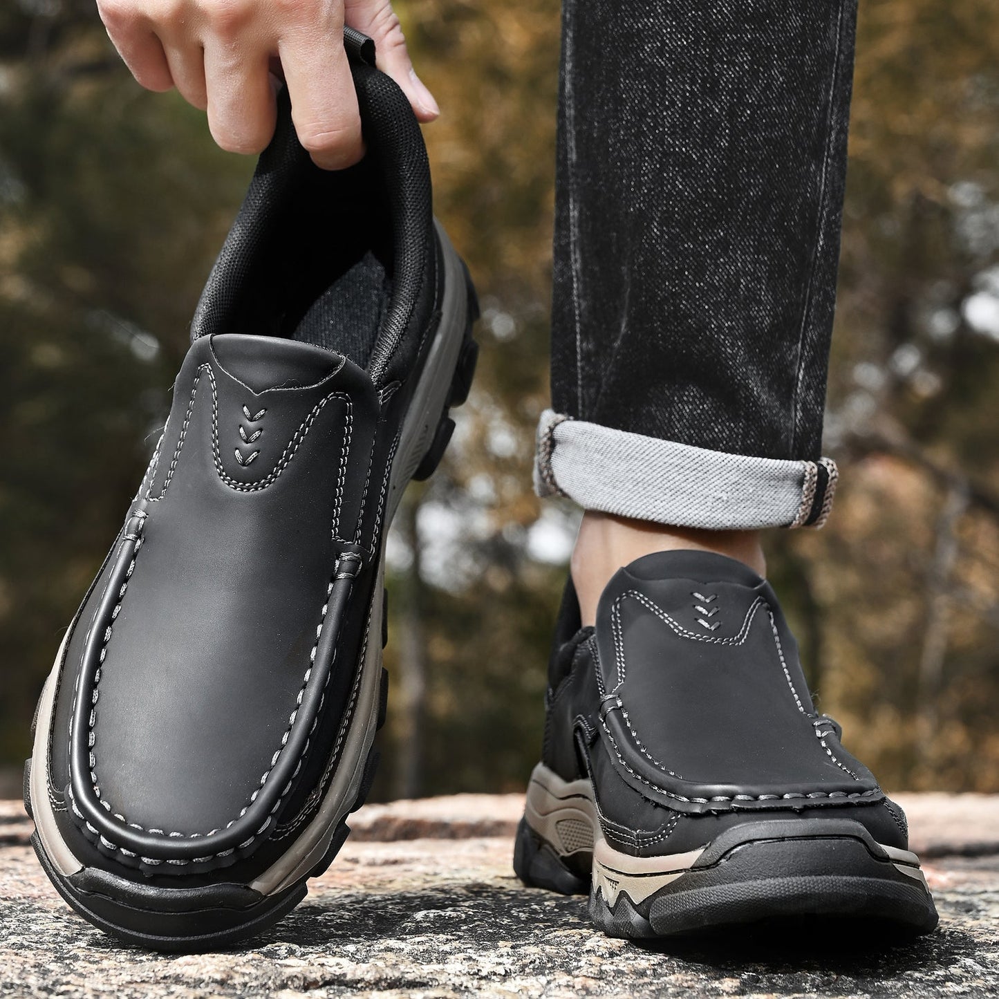 Men's Orthopedic Casual Slip-On Leather Walking Shoes