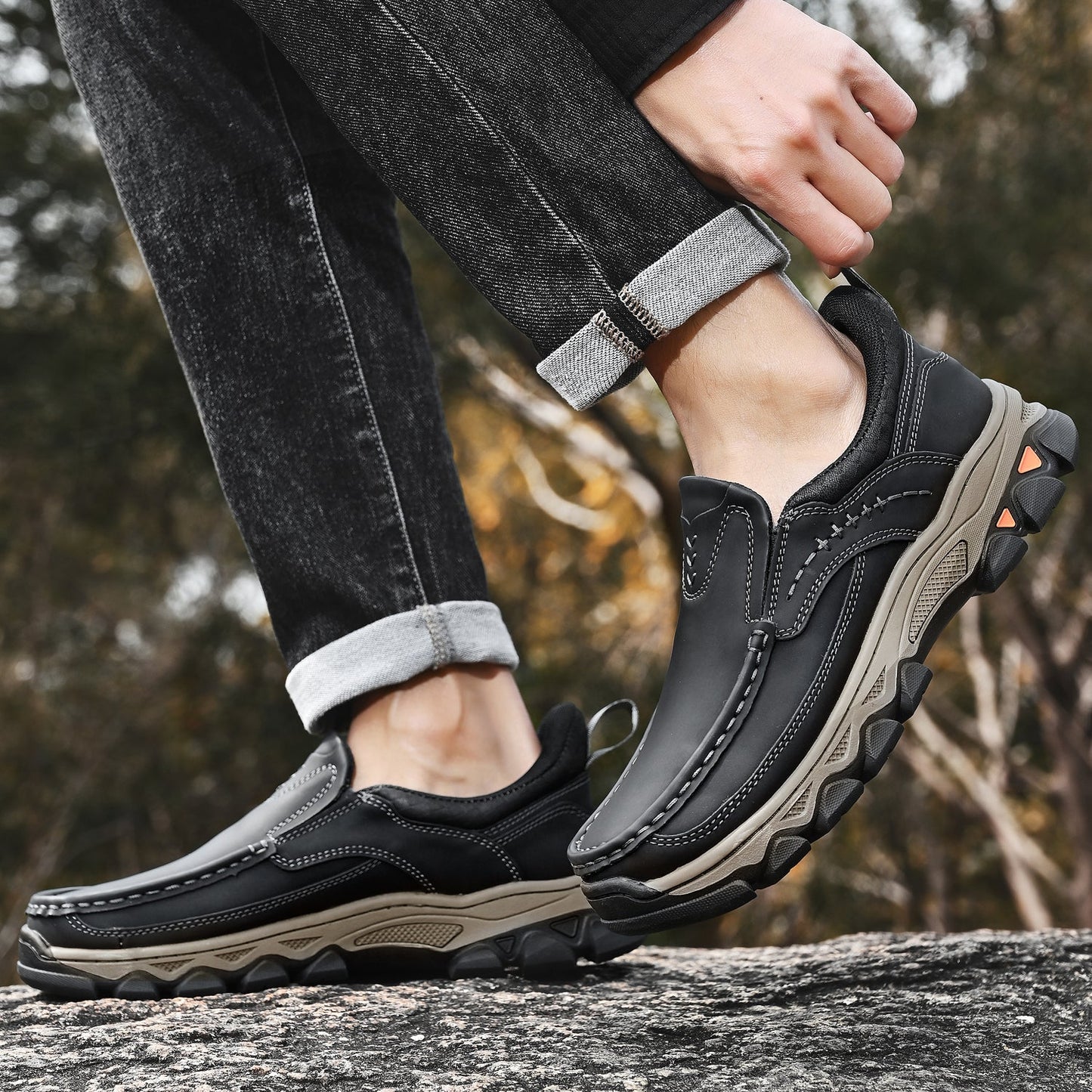 Men's Orthopedic Casual Slip-On Leather Walking Shoes