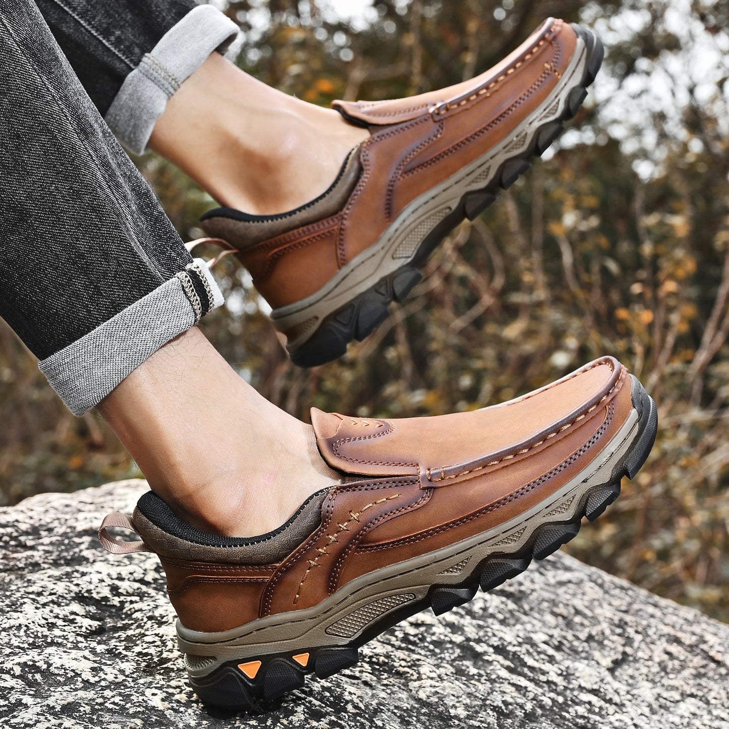 Men's Orthopedic Casual Slip-On Leather Walking Shoes