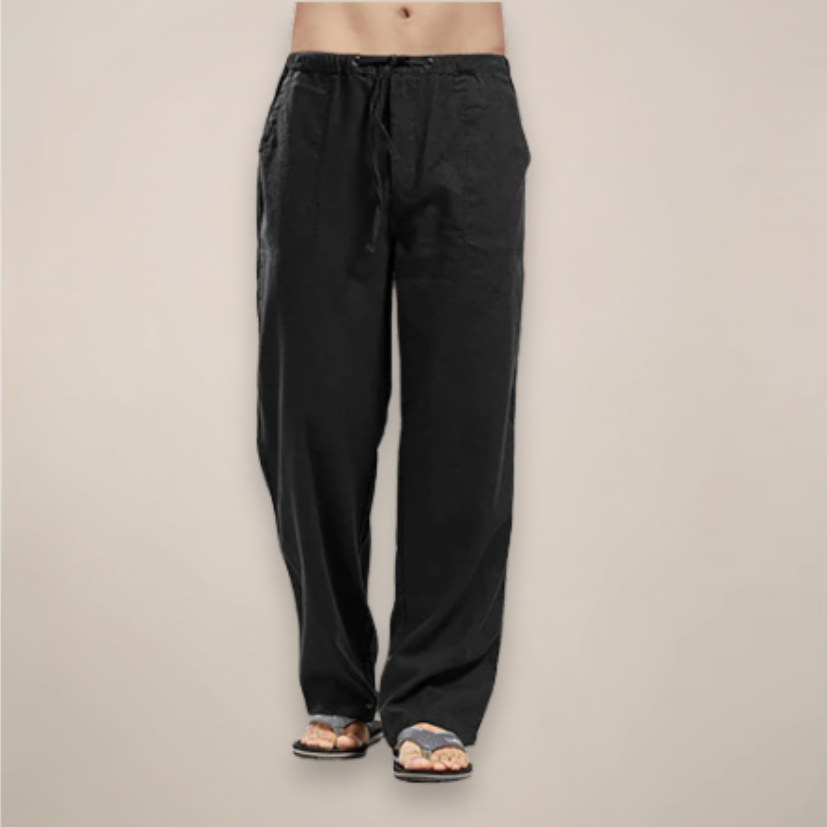 Image of Men's Drawstring Wide Leg Casual Pants
