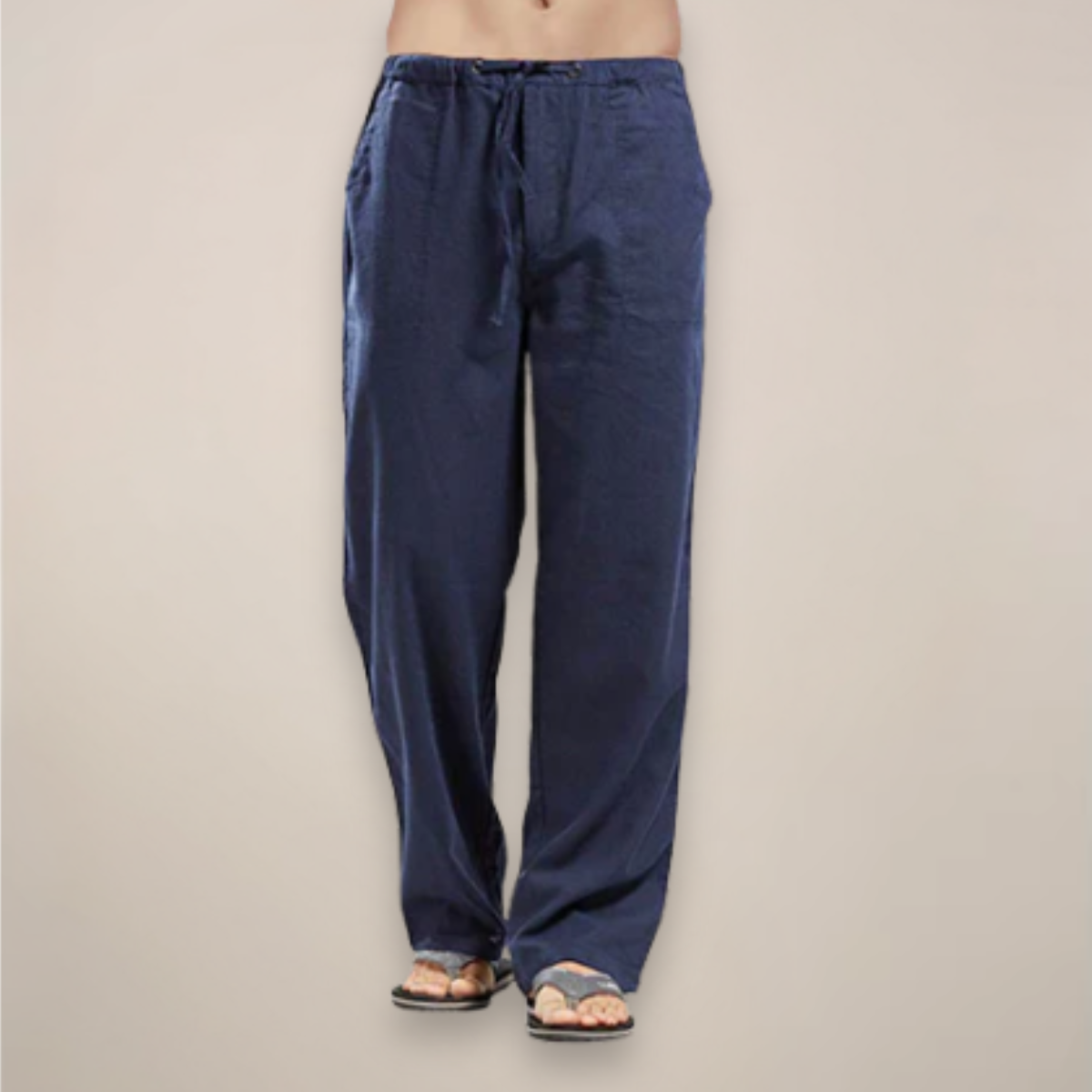 Image of Men's Drawstring Wide Leg Casual Pants