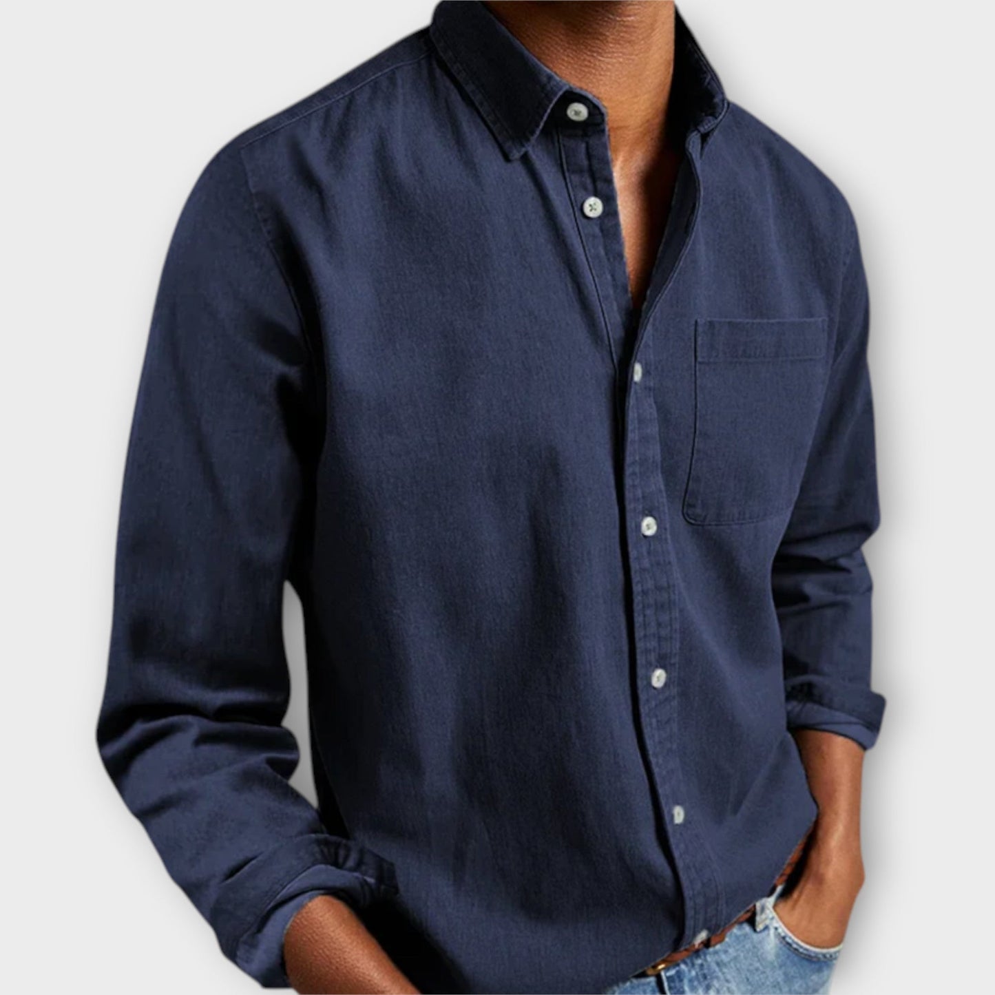 Image of Men's Long Sleeve Denim Casual Shirt