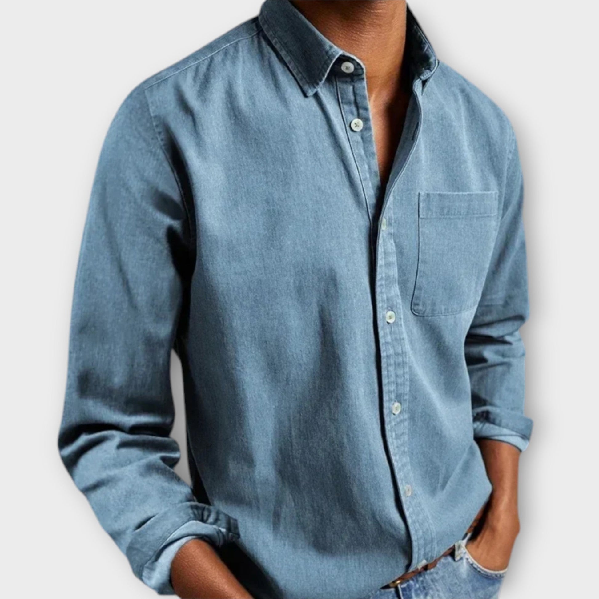 Image of Men's Long Sleeve Denim Casual Shirt