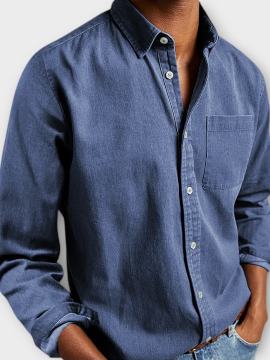 Image of Men's Long Sleeve Denim Casual Shirt