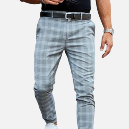 Image of Men's Plaid Slim-Fit Dress Pants