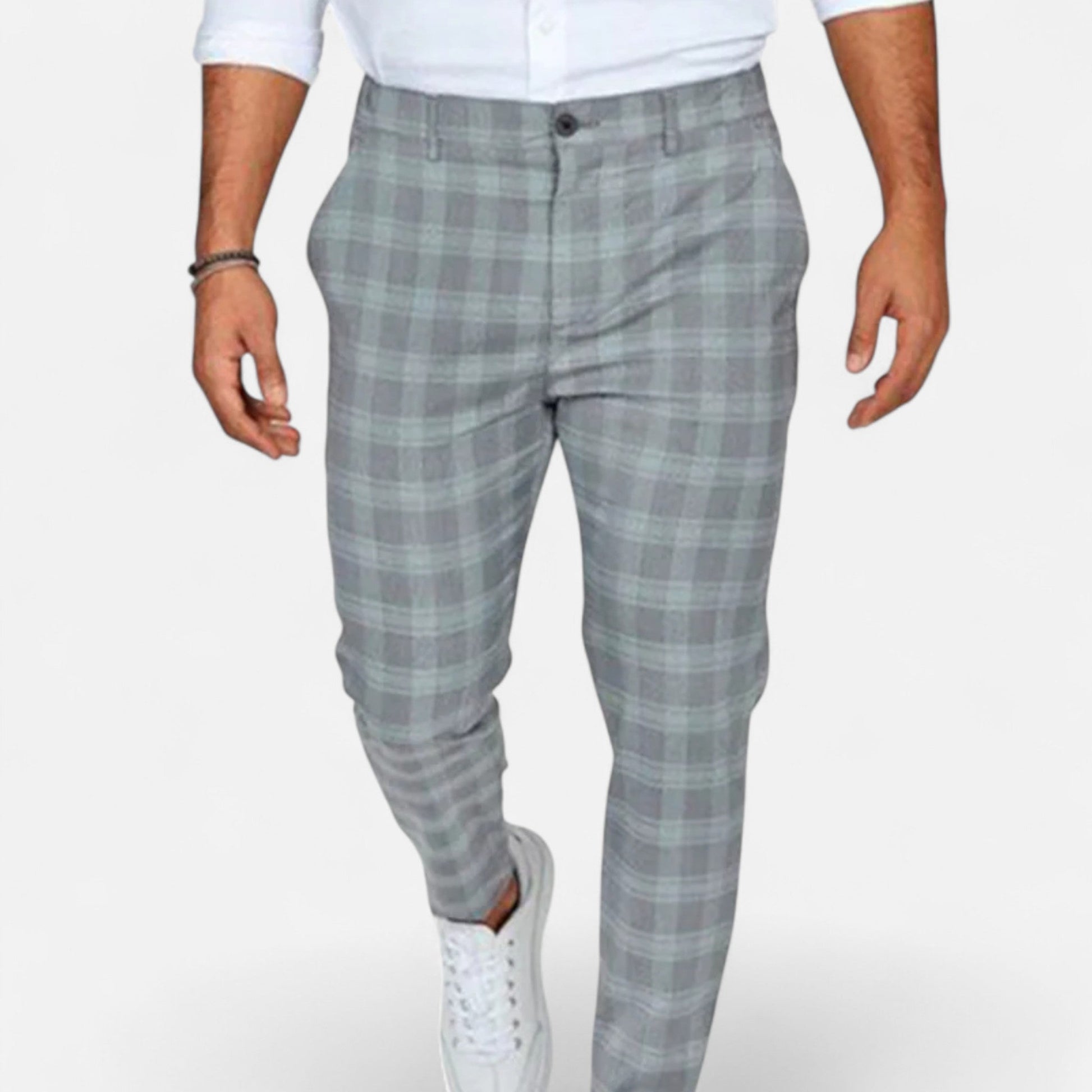 Image of Men's Plaid Slim-Fit Dress Pants