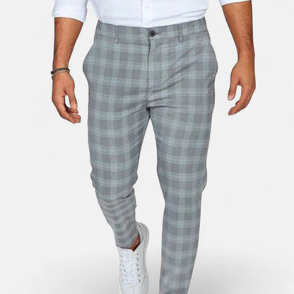 Image of Men's Plaid Slim-Fit Dress Pants