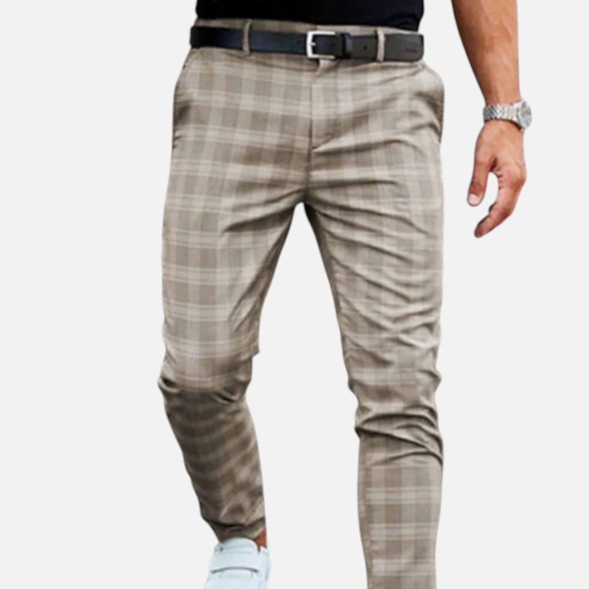 Image of Men's Plaid Slim-Fit Dress Pants