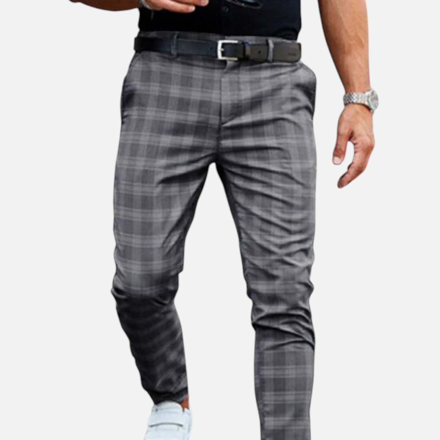 Image of Men's Plaid Slim-Fit Dress Pants