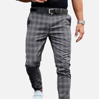 Image of Men's Plaid Slim-Fit Dress Pants
