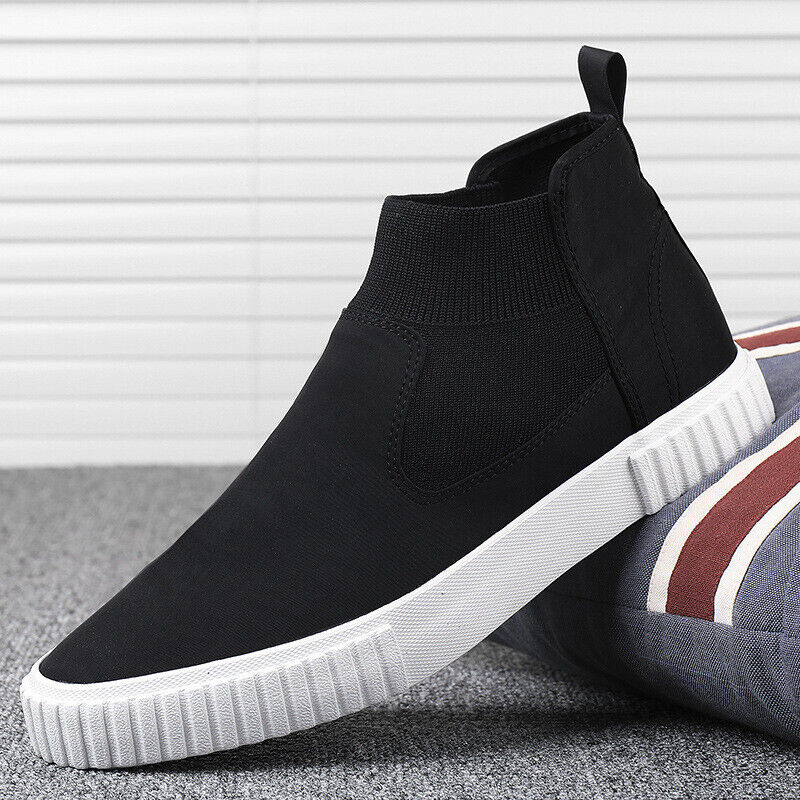 Men's Canvas Sneakers with High-Top Design – Lennard-Black Red-6-Nora Luxe