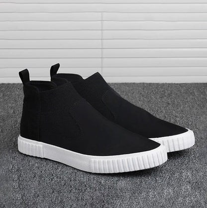 Men's Canvas Sneakers with High-Top Design – Lennard-Black Red-6-Nora Luxe