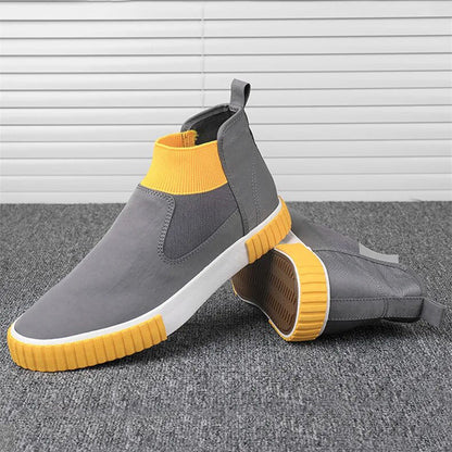 Men's Canvas Sneakers with High-Top Design – Lennard-Black Red-6-Nora Luxe