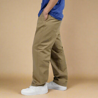 Mens Fleece Chino Trousers Straight Leg Casual Pants