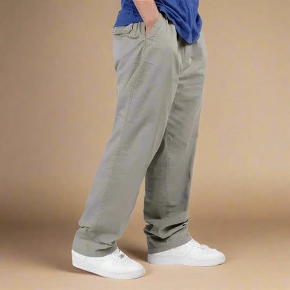 Mens Fleece Chino Trousers Straight Leg Casual Pants