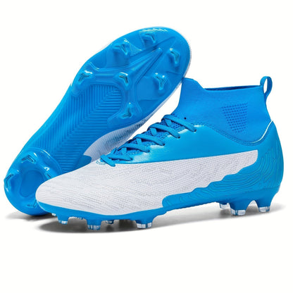 Men's Football Boots with Grip & High Ankle Design – Dario-Blue White-7-State of Style