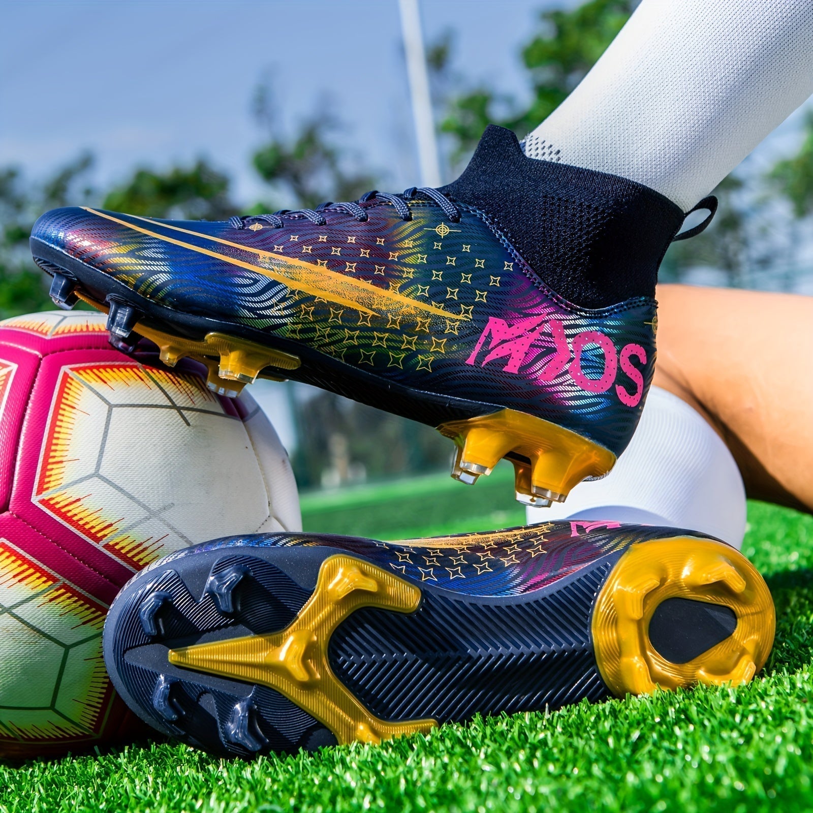 Men's Football Boots with Grip & High Ankle Design – Dario-White-7-State of Style