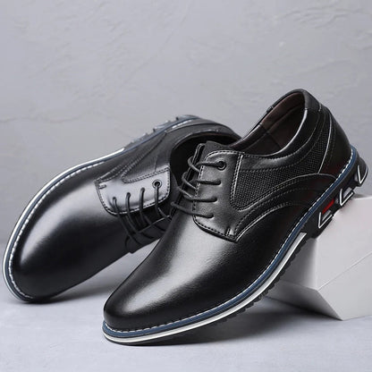 Men's Lace-Up Oxford Shoes with Perforated Panel and Contrast Sole