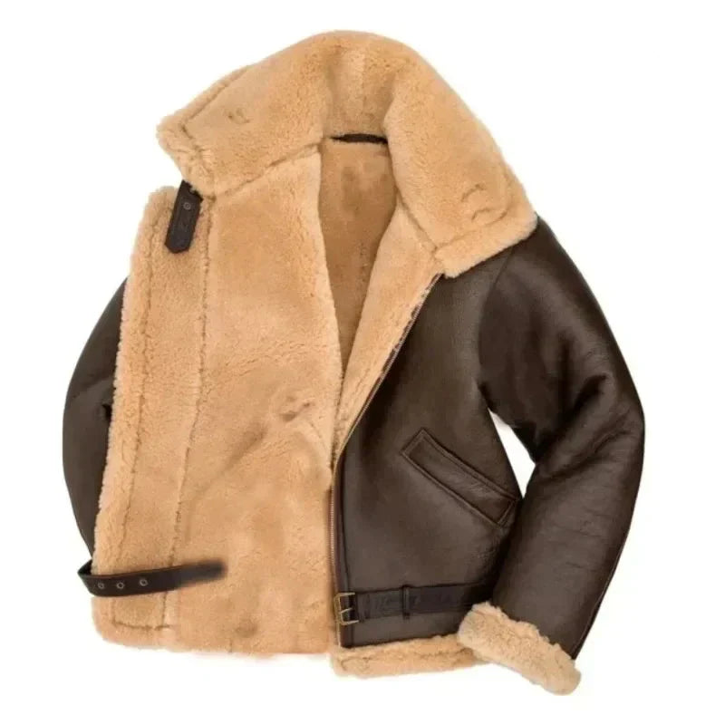 Men’s Leather Aviator Jacket – Classic & Winter-Ready