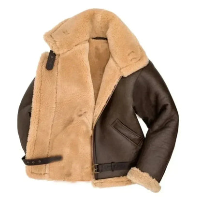 Men’s Leather Aviator Jacket – Classic & Winter-Ready