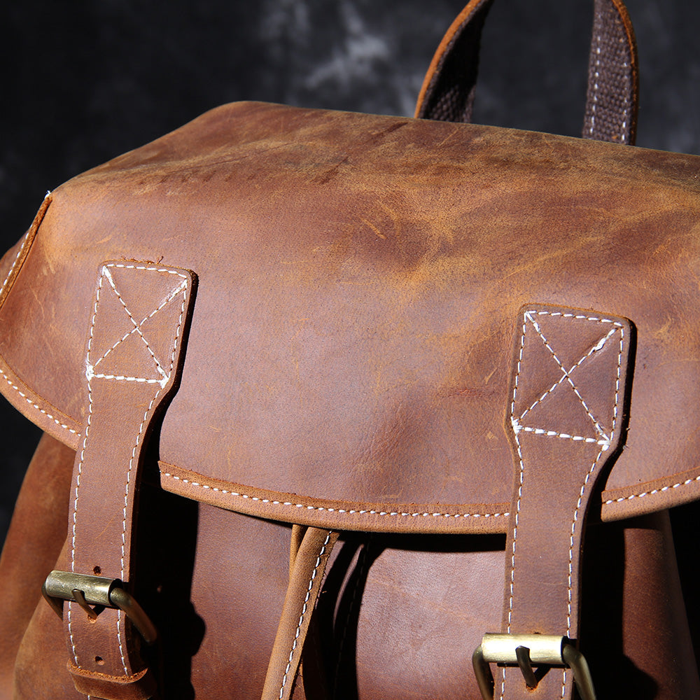 Leder Knapsack Rucksack 19L Kalvenor – Vintage Rucksack aus Leder