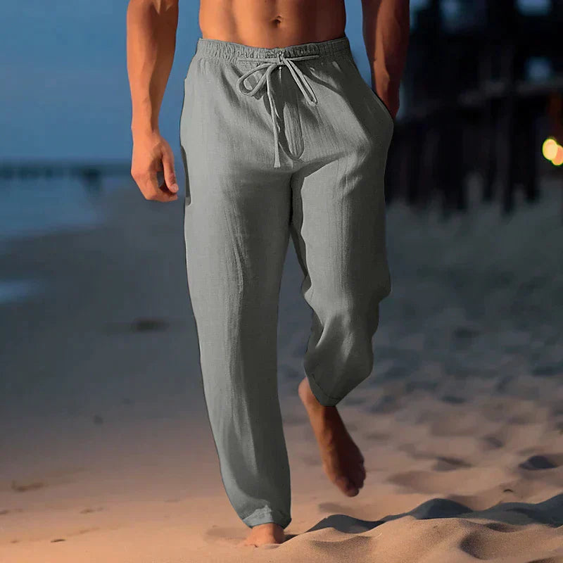 Men's Linen Trousers with Adjustable Waist – Jules-Gray-XS-State of Style