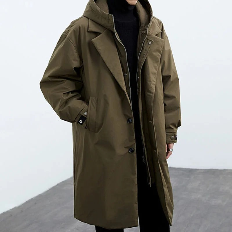 Men's Wool Oversized Hooded Trench Coat