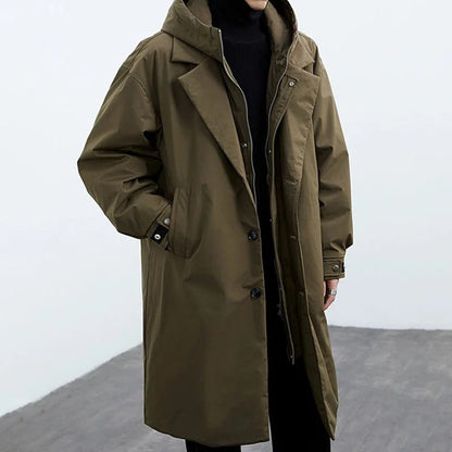 Men's Wool Oversized Hooded Trench Coat