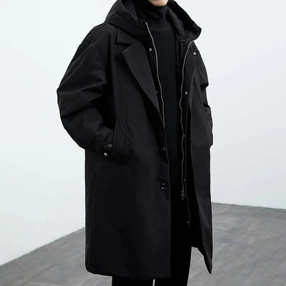 Men's Wool Oversized Hooded Trench Coat