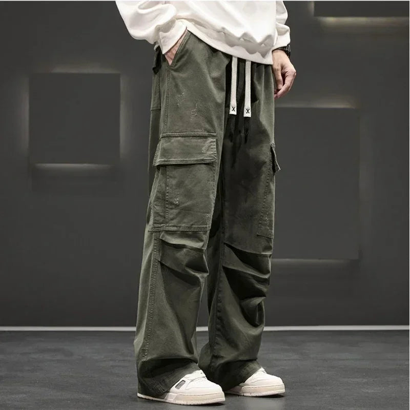 Luke | Men's Wide Leg Cargo Pocket Casual Pants