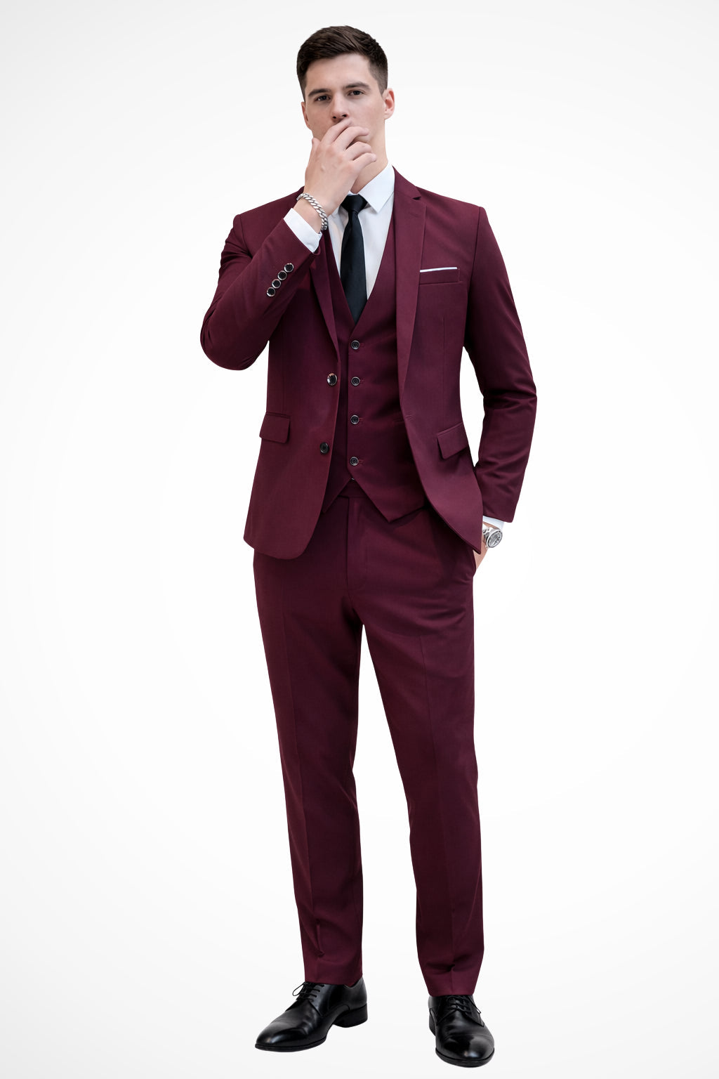 Men's 3 Piece Slim Fit Notch Lapel Suit