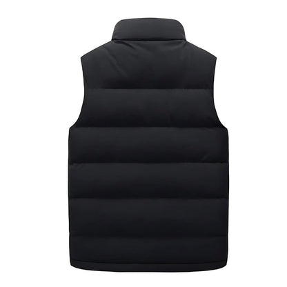 Men's Padded Gilet with Stand Collar and Zip Pockets