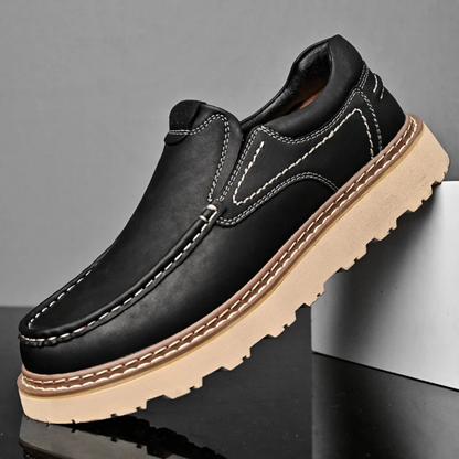 Men's Slip-On Loafers with Contrast Topstitching and Lug Outsole