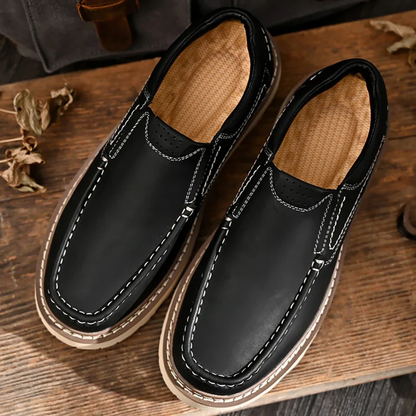 Men's Slip-On Loafers with Contrast Topstitching and Lug Outsole