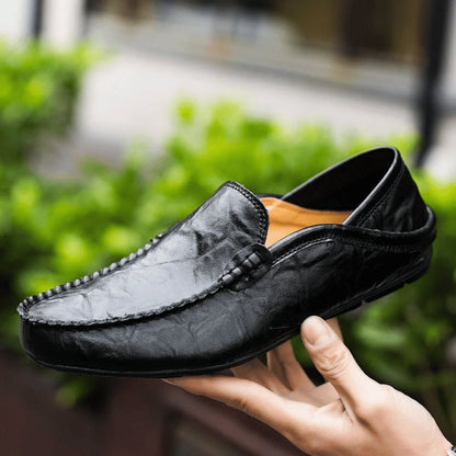 Men's Slip-On Moccasins with Hand-Stitched Seam and Nubbed Sole