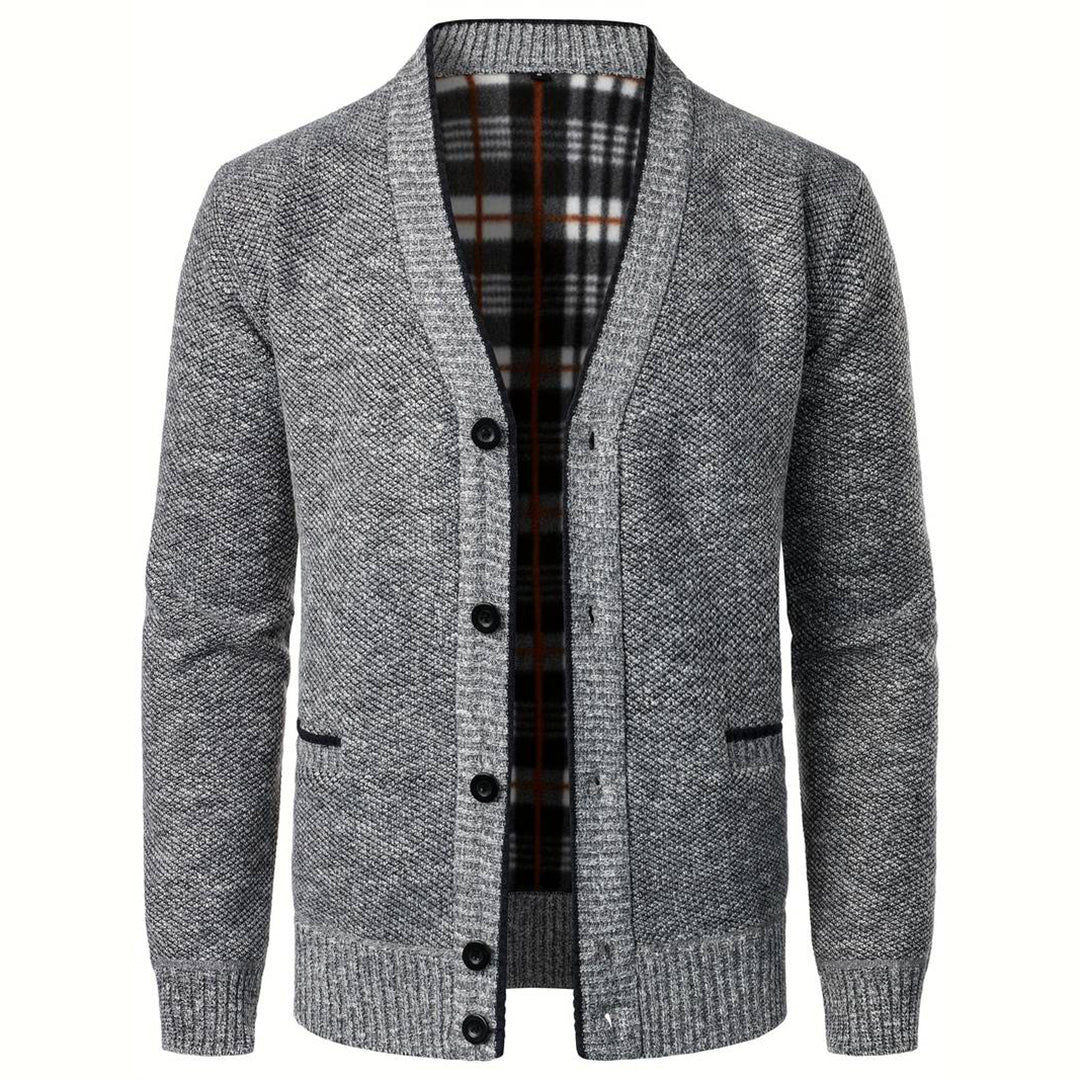 Men's sweater with V-neck - Aspen-Light Grey-S-State of Style