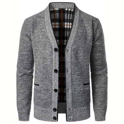 Men's sweater with V-neck - Aspen-Light Grey-S-State of Style