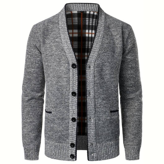 Men's sweater with V-neck - Aspen-Light Grey-S-State of Style