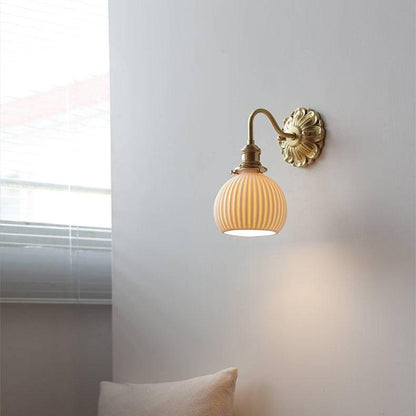 Brass Ceramic Wall Lamp | White Ceramic Shade with Antique Brass Finish | E26/E27 LED Compatible | Classic Elegant Lighting
