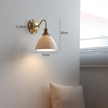 Brass Ceramic Wall Lamp | White Ceramic Shade with Antique Brass Finish | E26/E27 LED Compatible | Classic Elegant Lighting