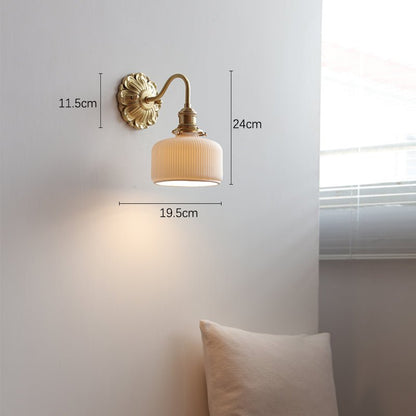 Brass Ceramic Wall Lamp | White Ceramic Shade with Antique Brass Finish | E26/E27 LED Compatible | Classic Elegant Lighting