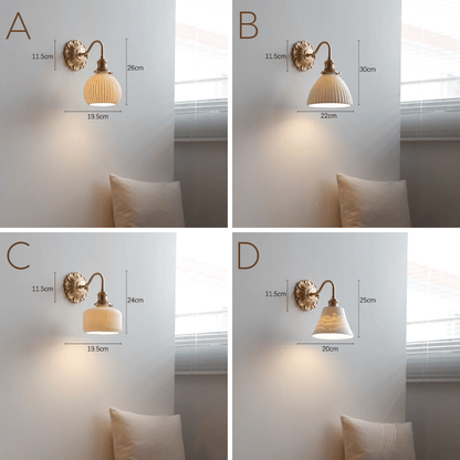 Brass Ceramic Wall Lamp | White Ceramic Shade with Antique Brass Finish | E26/E27 LED Compatible | Classic Elegant Lighting