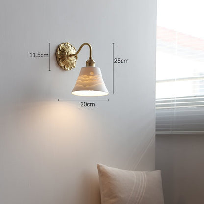 Brass Ceramic Wall Lamp | White Ceramic Shade with Antique Brass Finish | E26/E27 LED Compatible | Classic Elegant Lighting