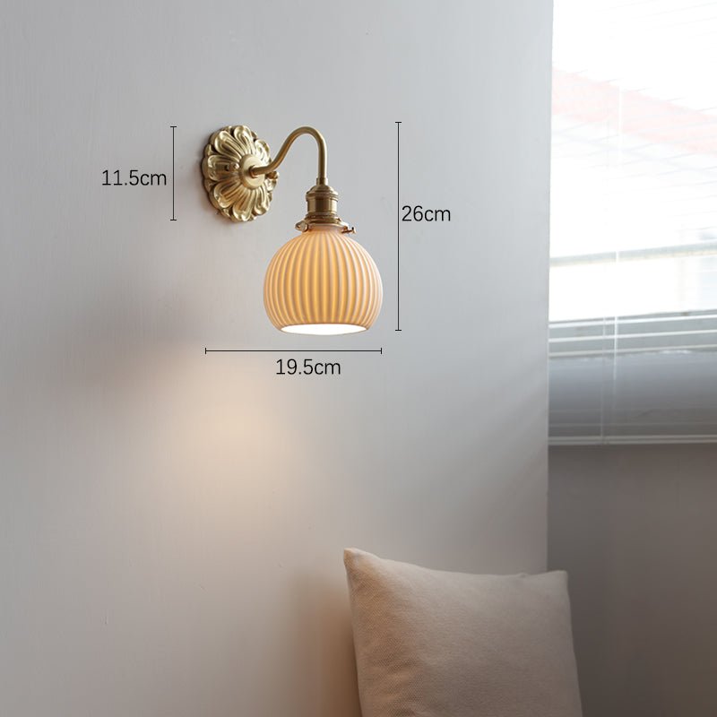 Brass Ceramic Wall Lamp | White Ceramic Shade with Antique Brass Finish | E26/E27 LED Compatible | Classic Elegant Lighting